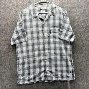 Columbia Shirt Mens Large Gray Plaid Short Sleeve Button Front Casual Woven